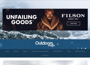 How outdoorsmagic.com looks like on a tablet such as an iPad.
