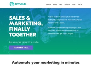 How outfunnel.com looks like on a tablet such as an iPad.