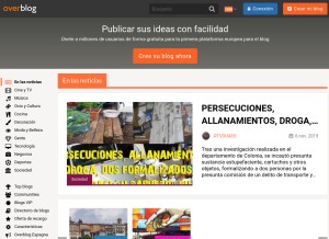How over-blog.es looks like on a tablet such as an iPad.