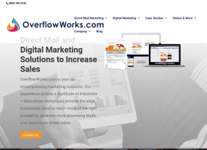 How overflowworks.com looks like on a tablet such as an iPad.