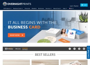 How overnightprints.com looks like on a tablet such as an iPad.