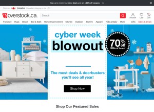 How overstock.ca looks like on a tablet such as an iPad.