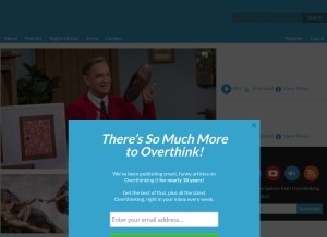How overthinkingit.com looks like on a tablet such as an iPad.