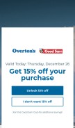 How overtons.com looks like on a mobile device such as an iPhone.
