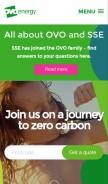 How ovoenergy.com looks like on a mobile device such as an iPhone.