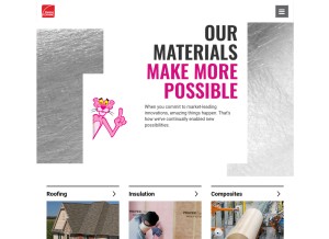 How owenscorning.com looks like on a tablet such as an iPad.