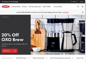 How oxo.com looks like on a tablet such as an iPad.
