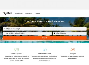 How oyster.com looks like on a tablet such as an iPad.