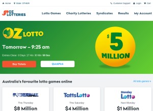 How ozlotteries.com looks like on a tablet such as an iPad.