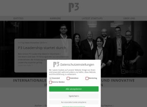 How p3-group.com looks like on a tablet such as an iPad.