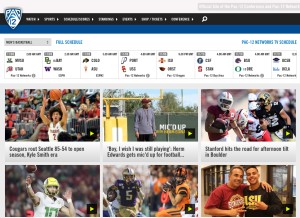 How pac-12.com looks like on a tablet such as an iPad.