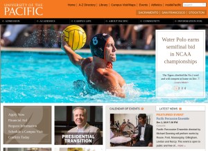 How pacific.edu looks like on a tablet such as an iPad.