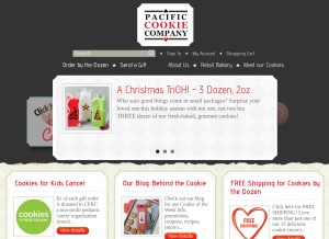How pacificcookie.com looks like on a tablet such as an iPad.