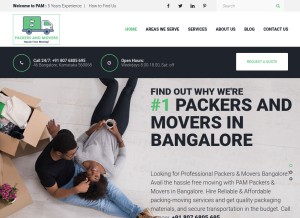 How packersmoversinbangalore.co.in looks like on a tablet such as an iPad.