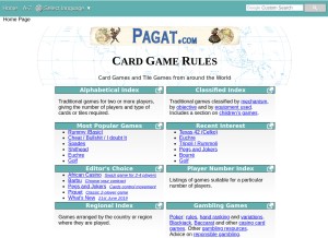 How pagat.com looks like on a tablet such as an iPad.