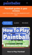 How paintballer.co looks like on a mobile device such as an iPhone.