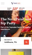 How paintnite.com looks like on a mobile device such as an iPhone.