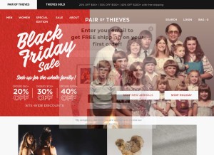 How pairofthieves.com looks like on a tablet such as an iPad.
