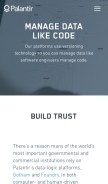 How palantir.com looks like on a mobile device such as an iPhone.