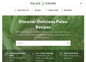 How paleogrubs.com looks like on a tablet such as an iPad.