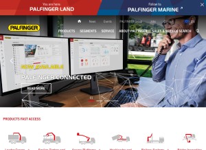 How palfinger.com looks like on a tablet such as an iPad.