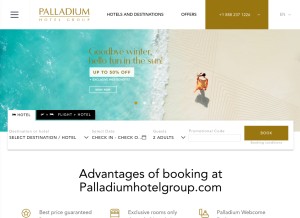 How palladiumhotelgroup.com looks like on a tablet such as an iPad.