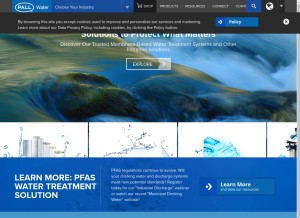 How pallwater.com looks like on a tablet such as an iPad.