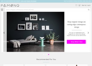 How pamono.com looks like on a tablet such as an iPad.