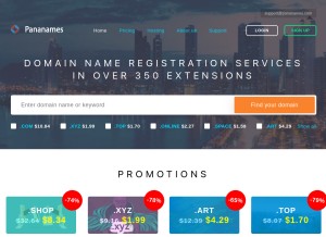How pananames.com looks like on a tablet such as an iPad.
