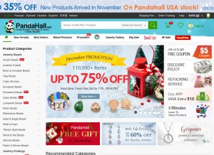 How pandahall.com looks like on a tablet such as an iPad.