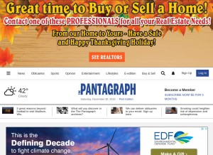 How pantagraph.com looks like on a tablet such as an iPad.