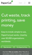 How papercut.com looks like on a mobile device such as an iPhone.