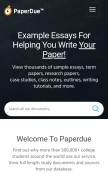 How paperdue.com looks like on a mobile device such as an iPhone.
