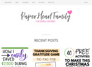 How paperheartfamily.com looks like on a tablet such as an iPad.