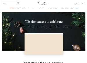 How paperlesspost.com looks like on a tablet such as an iPad.
