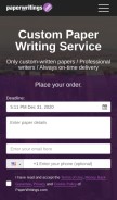 How paperwritings.com looks like on a mobile device such as an iPhone.