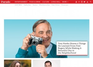 How parade.com looks like on a tablet such as an iPad.