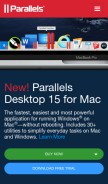 How parallels.com looks like on a mobile device such as an iPhone.