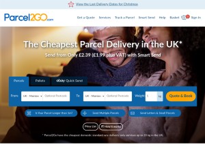 How parcel2go.com looks like on a tablet such as an iPad.
