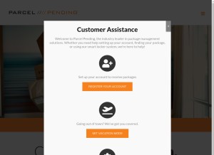 How parcelpending.com looks like on a tablet such as an iPad.