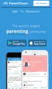 How parenttown.com looks like on a mobile device such as an iPhone.