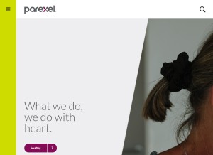 How parexel.com looks like on a tablet such as an iPad.