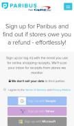How paribus-staging.com looks like on a mobile device such as an iPhone.