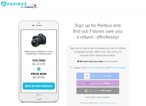 How paribus-staging.com looks like on a tablet such as an iPad.