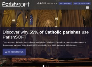 How parishsoft.com looks like on a tablet such as an iPad.