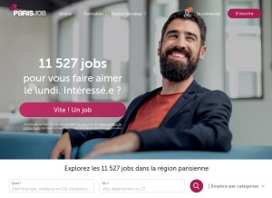How parisjob.com looks like on a tablet such as an iPad.