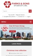 How parksandsons.com looks like on a mobile device such as an iPhone.