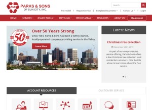 How parksandsons.com looks like on a tablet such as an iPad.