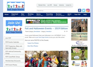 How parkslopeparents.com looks like on a tablet such as an iPad.