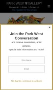 How parkwestgallery.com looks like on a mobile device such as an iPhone.